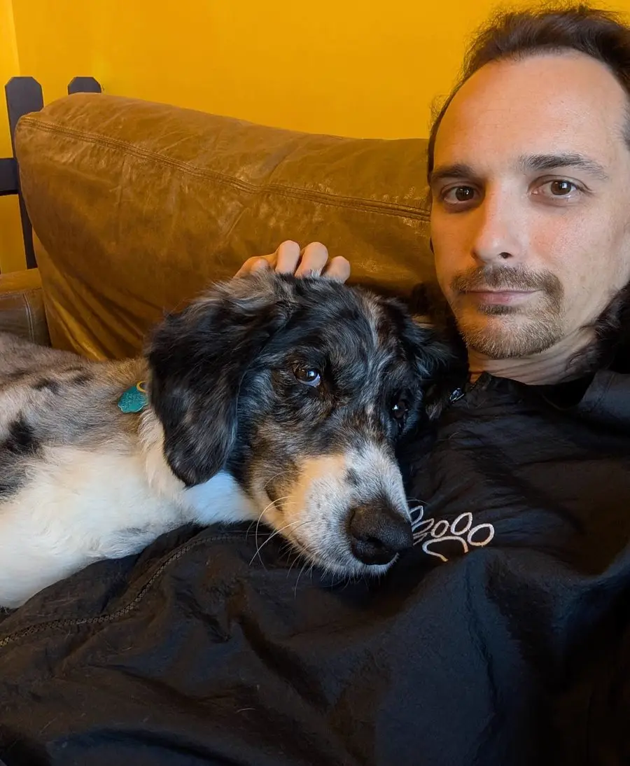 Gary with a dog at Sweet Beans Grooming